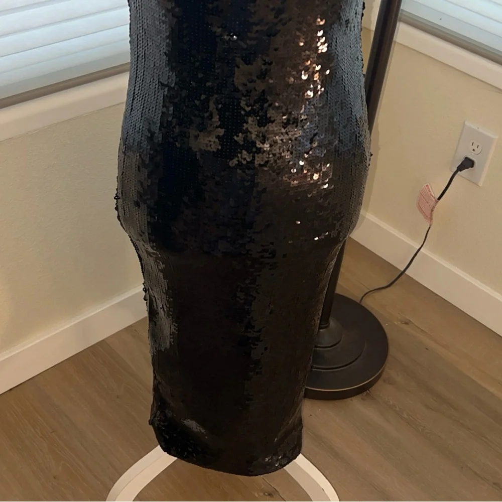 GOOD AMERICAN Twilight Black Sequin Bodycon Dress